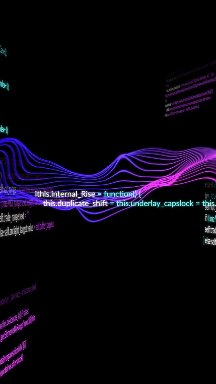 Animación del procesamiento de datos digitales sobre malla de conexiones en fondo negro