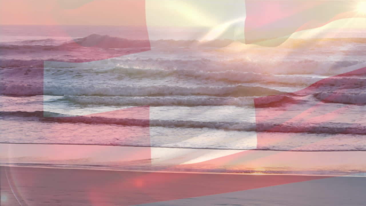 스위스의  ⁇ 발이 바다의 파도 위에서 날아다니는 애니메이션