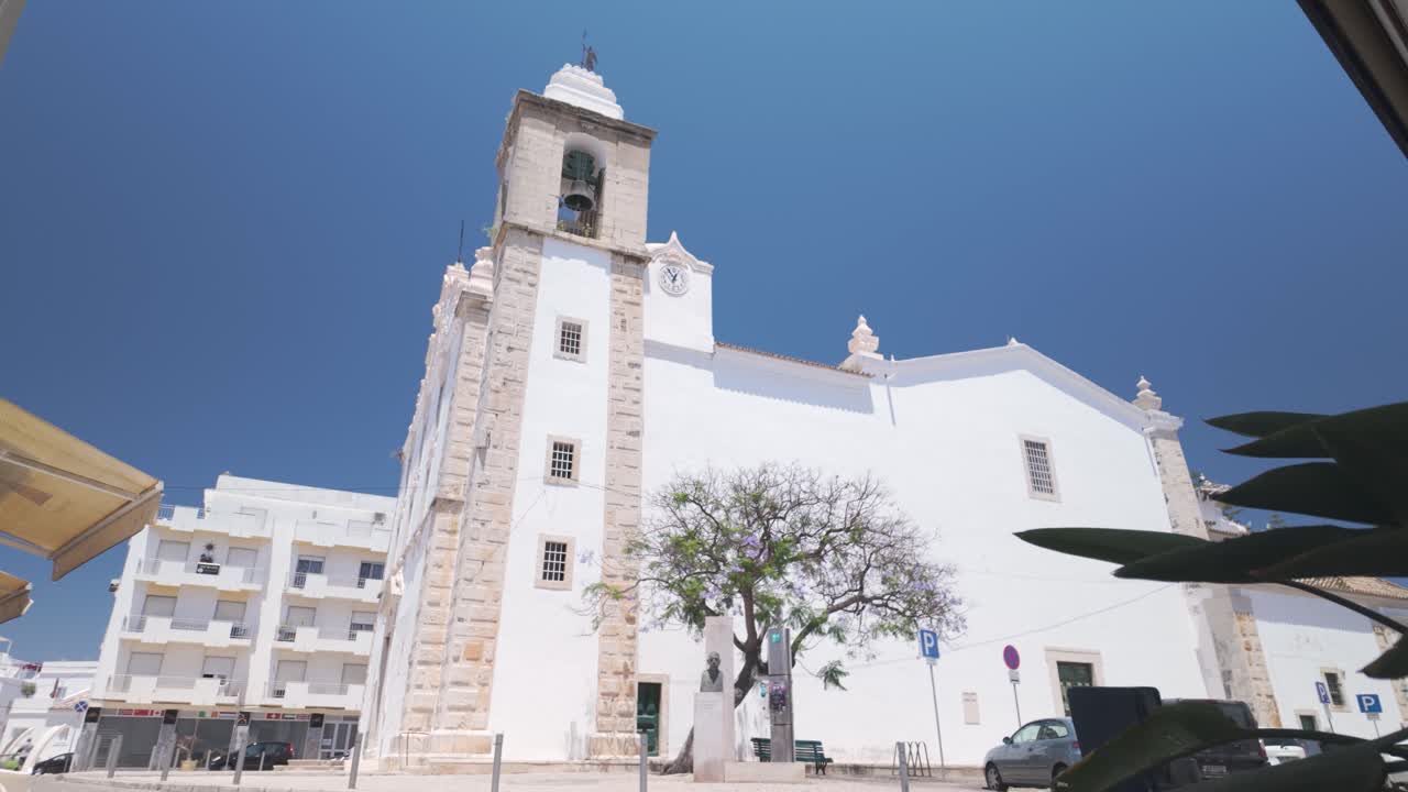 Nossa Senhora do Rosário church in Olhão Portugal on a sunny plaza