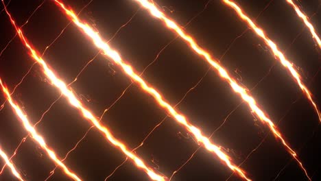 abstract digital animation of lightning moving. creative red orange energy electric power light line motion. 4k 3d seamless loop shiny design, glowing light mesh line technology concept. vj loop.