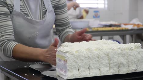 witness cake artistry at its finest: close-up shot captures a chef skillfully creating delightful cakes with precision