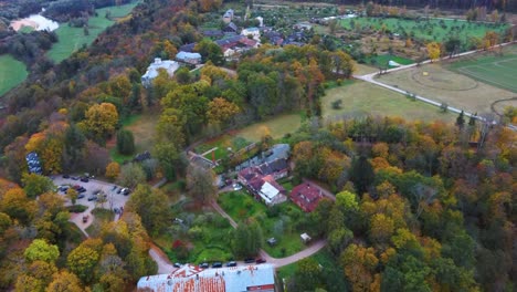 aerial view of the krimulda palace in gauja national park near sigulda and turaida, latvia