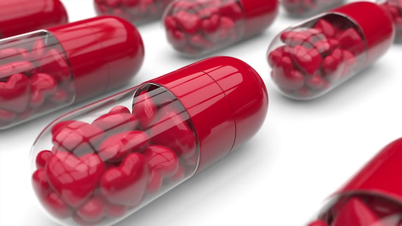 마음으로 가득 찬 알약 루프 추상적인 애니메이션