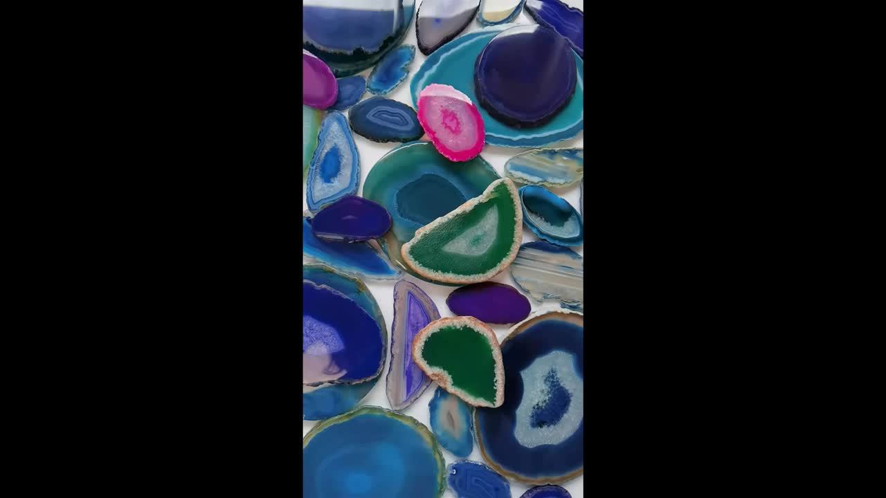 Agates stones multicolored set.slices of natural stone