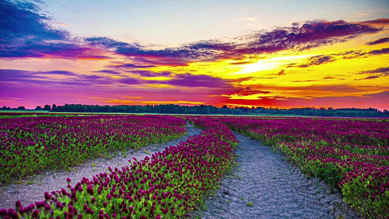 그림 같은 시골의 트리폴리움 인카르나 - 일몰 구름 풍경 시간 간격