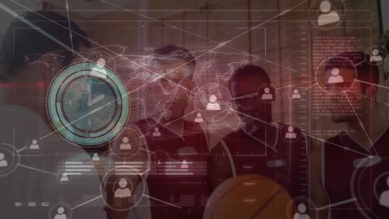 다양한 남자 농구 선수들의 팀을 통해 연결을 활성화시키는 것