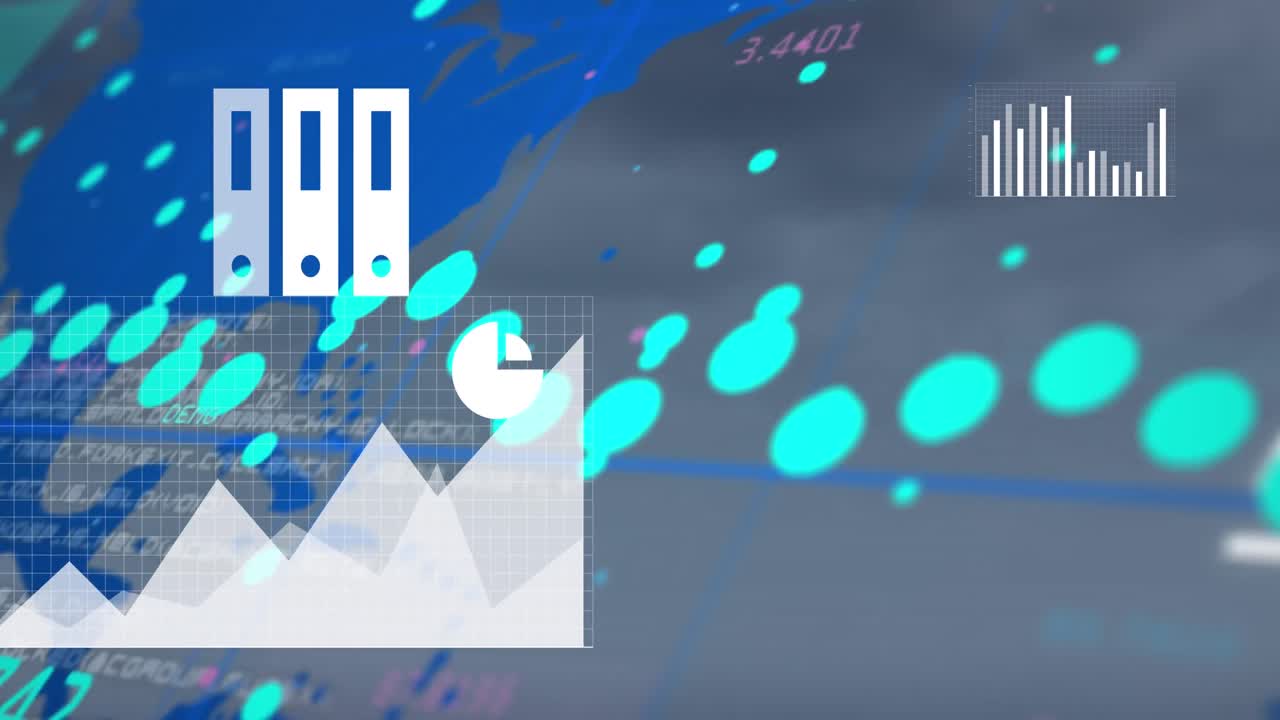 회색 배경에 대한 세계 지도 위의 데이터 처리의 애니메이션