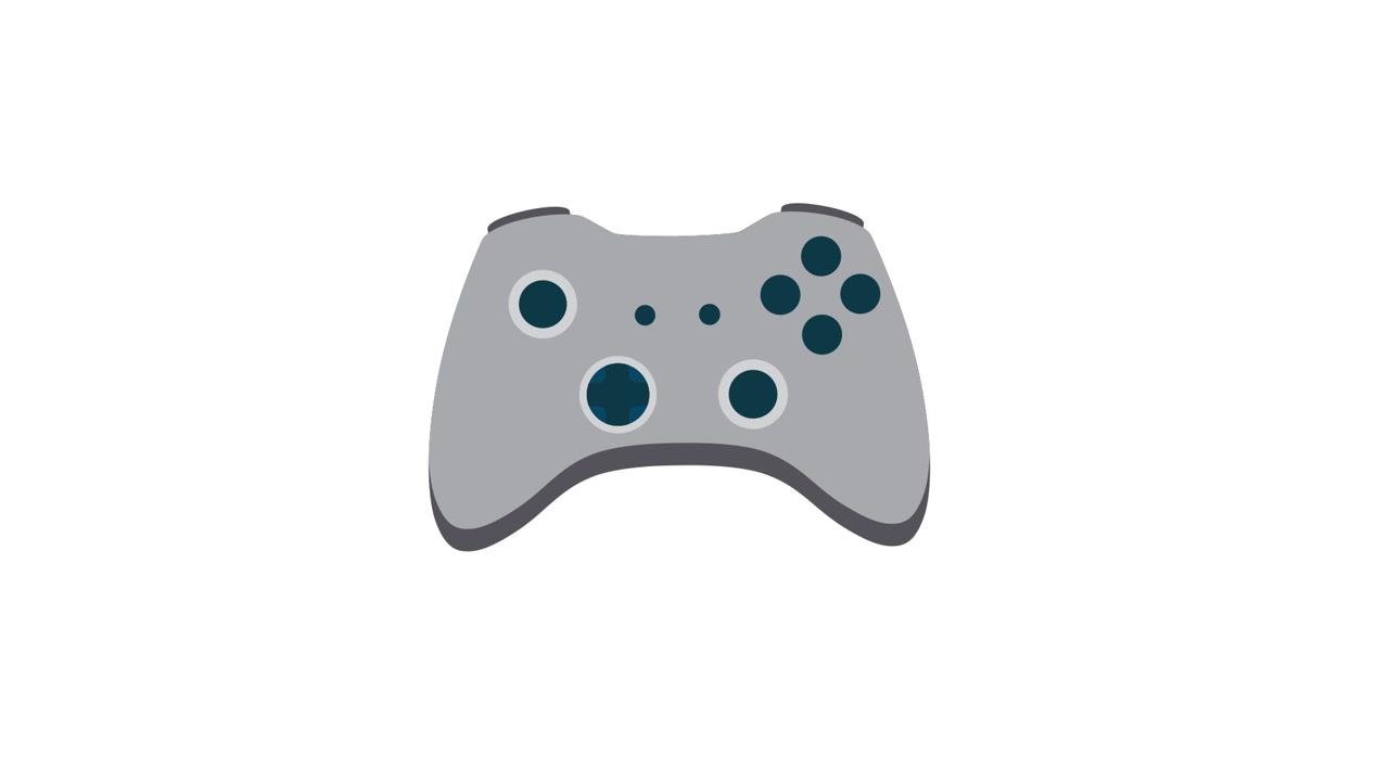 Animated Game Controller with Buttons and Joysticks on White Background