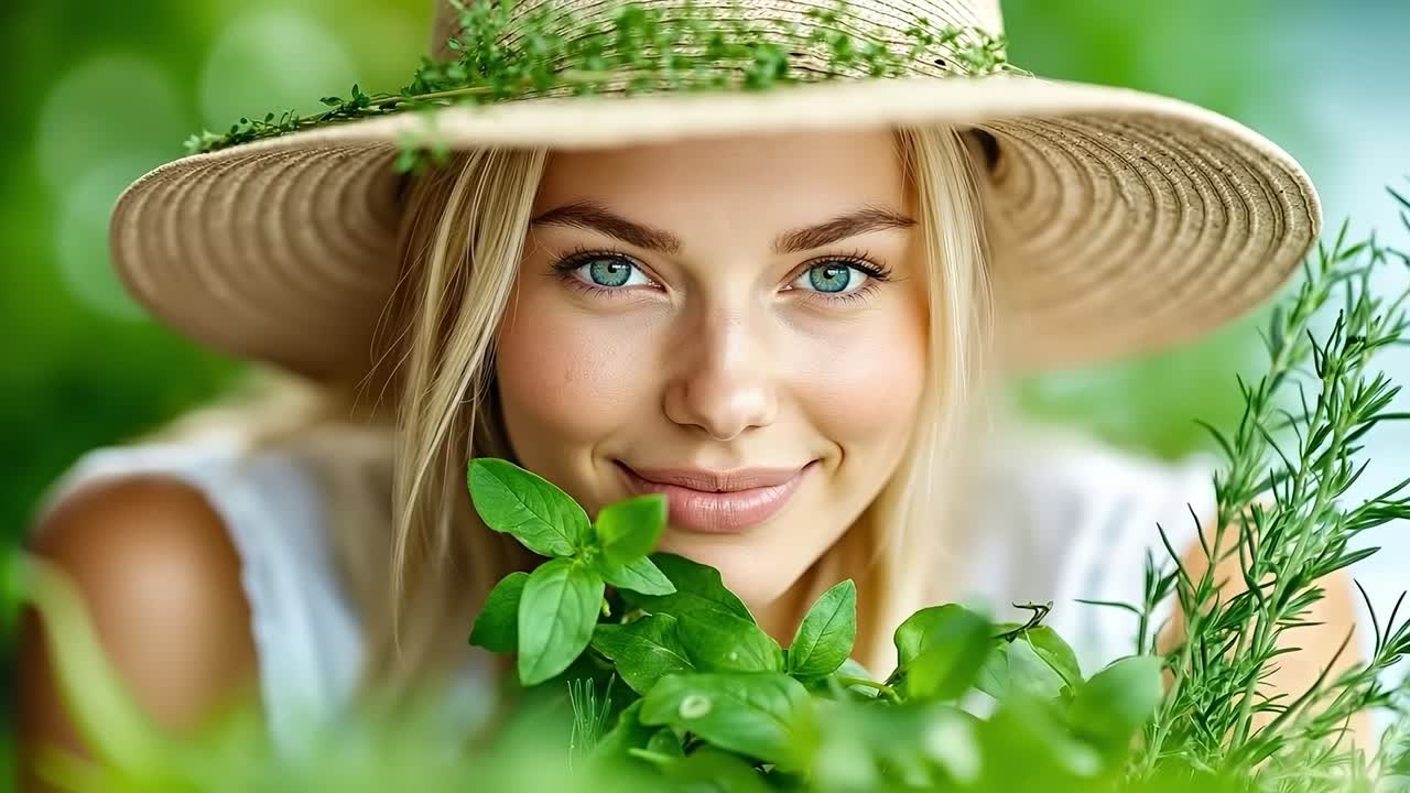 женщина в соломенной шляпе улыбается в камеру