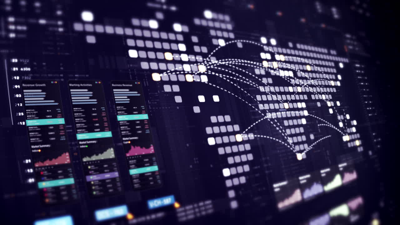 Dynamic data visuals for business info graphics, animated charts, and data-driven insights for a business meeting mock-up. Explore the world of trading, stock exchanges, and crypto