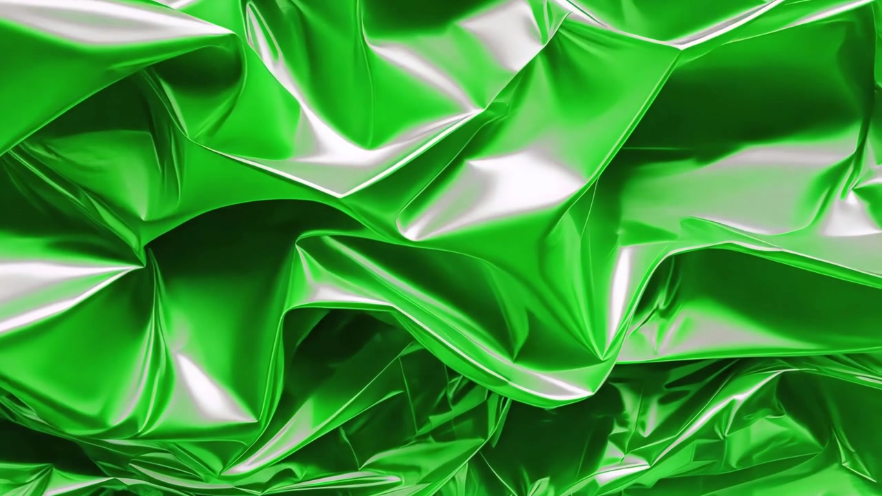 Abstract Background of Moving Green Metallic Foil