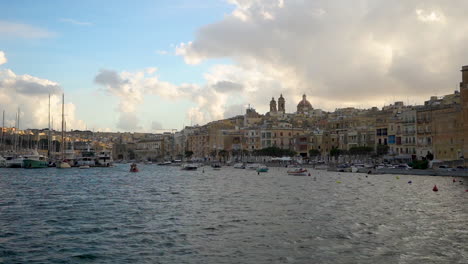 Malta-gorgeous-and-beautiful-ocean-view-footage-of-Valletta-ancient-ruins-and-buildings