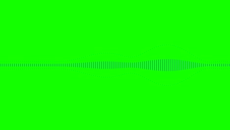 blue digital equalizer audio spectrum sound waves on chroma key green screen background, stereo sound effect signal with vertical lines