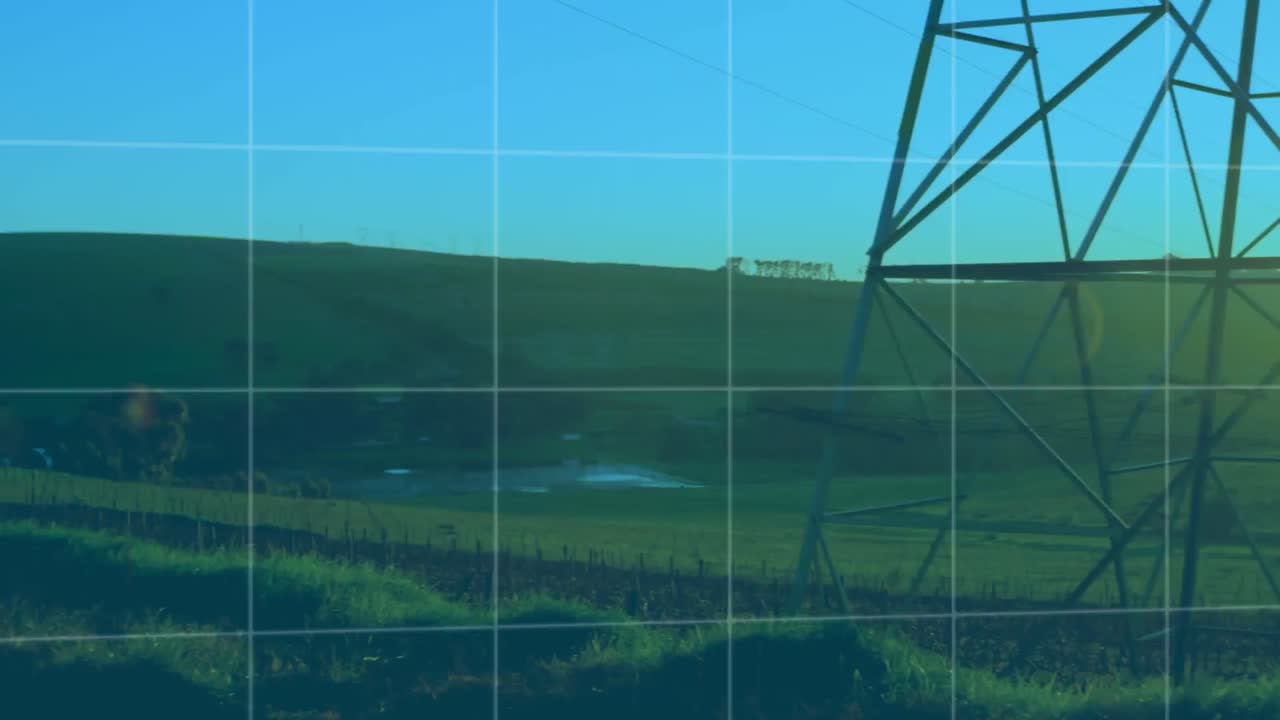 animación del procesamiento de datos financieros y el mapa del mundo sobre pilones