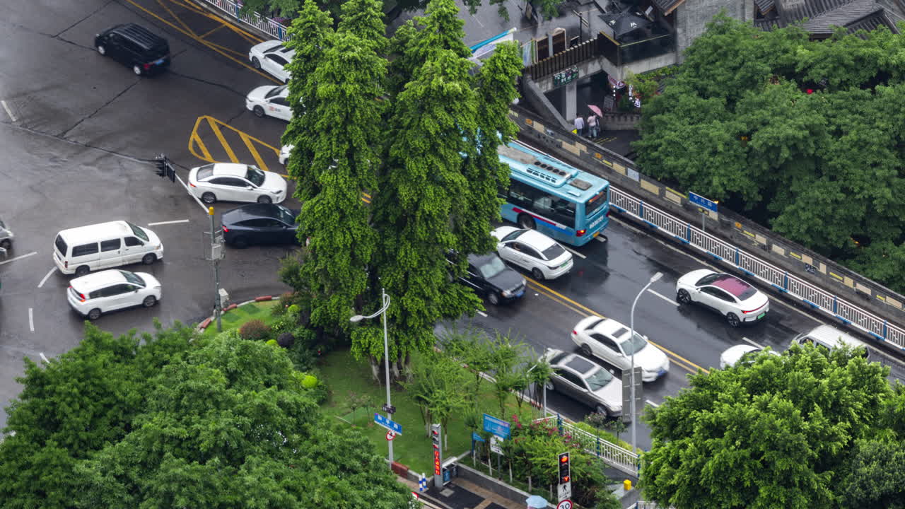 Timelapse of the amazing Chongqing cyberpunk city skyline from a high vantage point wirh the yangtze river
