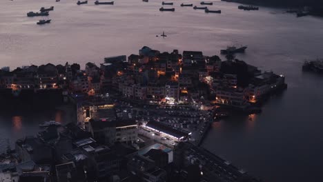 seaside port with residental houses around, in taizhou, zhejiang.