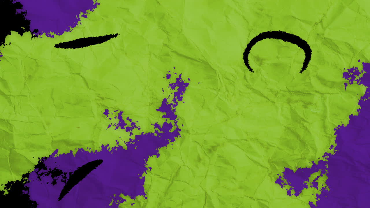 Transizione di texture astratta di carta stropicciata con viola e verde lime