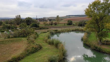 beautiful lake autumn scenery landscape in hungary