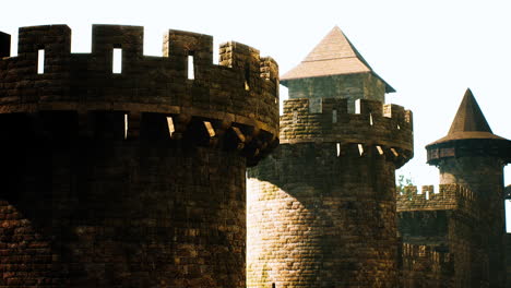 old castle walls at the sunset