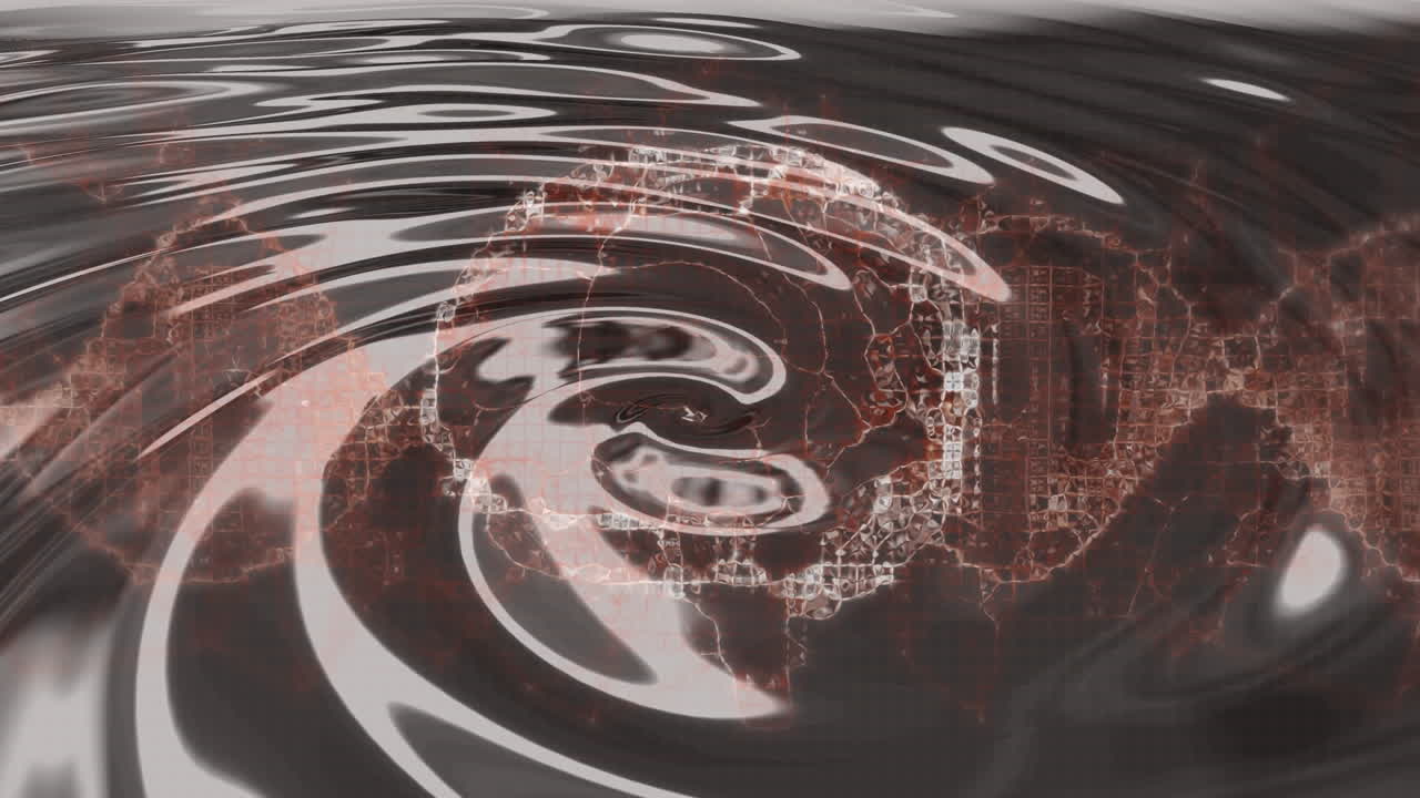 Animation of human brain and dna strand spinning over liquid background