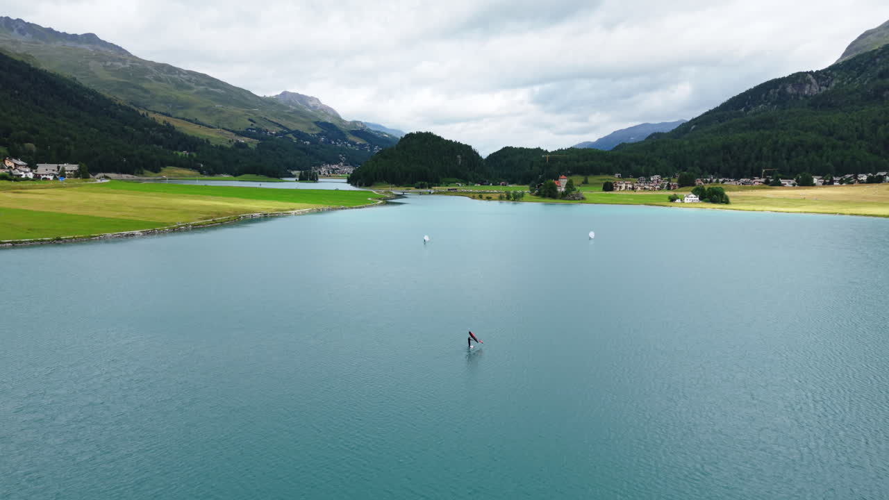Serene Swiss lake view with mountains, peaceful and calm atmosphere