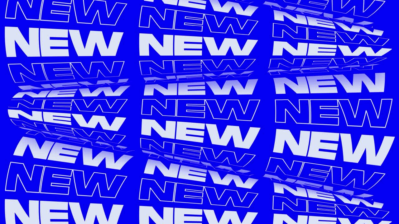 Neue, leuchtend blaue Werbeanimations-Hintergrundschleife. Auffälliges Rollbanner mit Text für Werbezwecke. Dynamisches Social-Media-Marketing-Ankündigungsvideo.