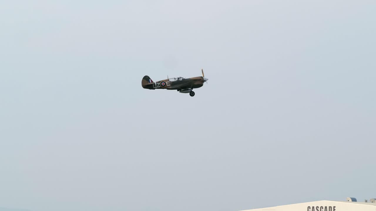 P-40 Kittyhawk Warbird in Profile View During Takeoff TRACK