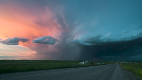stormy sunset over a country road