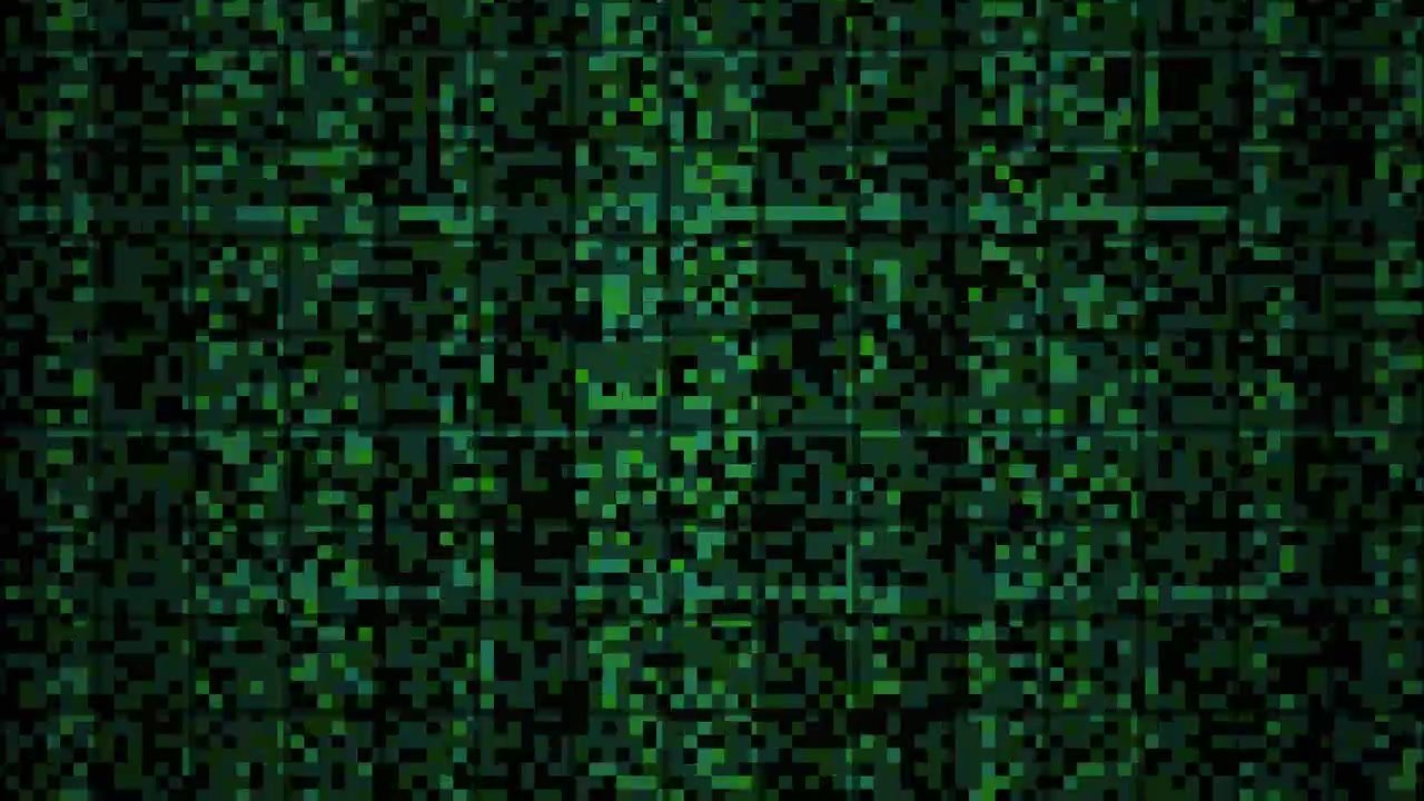 Sfondo Astratto Verde Pixelato con Glitch Digitale