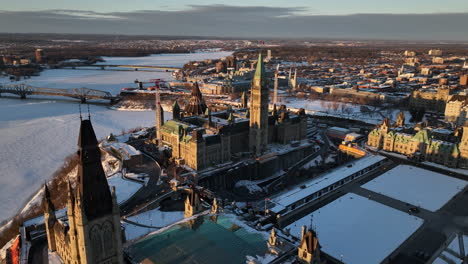 winter skyline ottawa government canada parliament