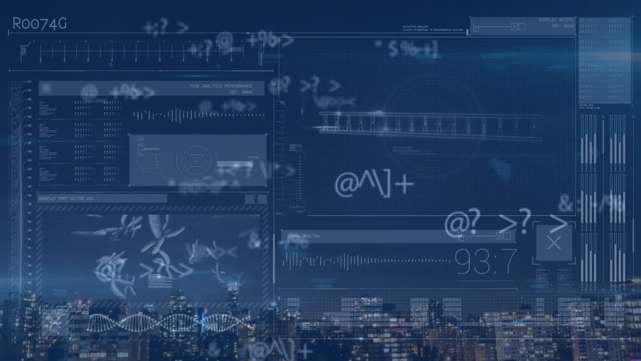 animazione di simboli e elaborazione di dati sul paesaggio urbano