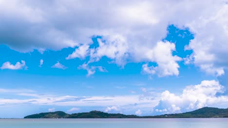 4k timelapse seascape landscape with white cloud and blue sky on sunny season. tourism holiday ocean water on vacation.