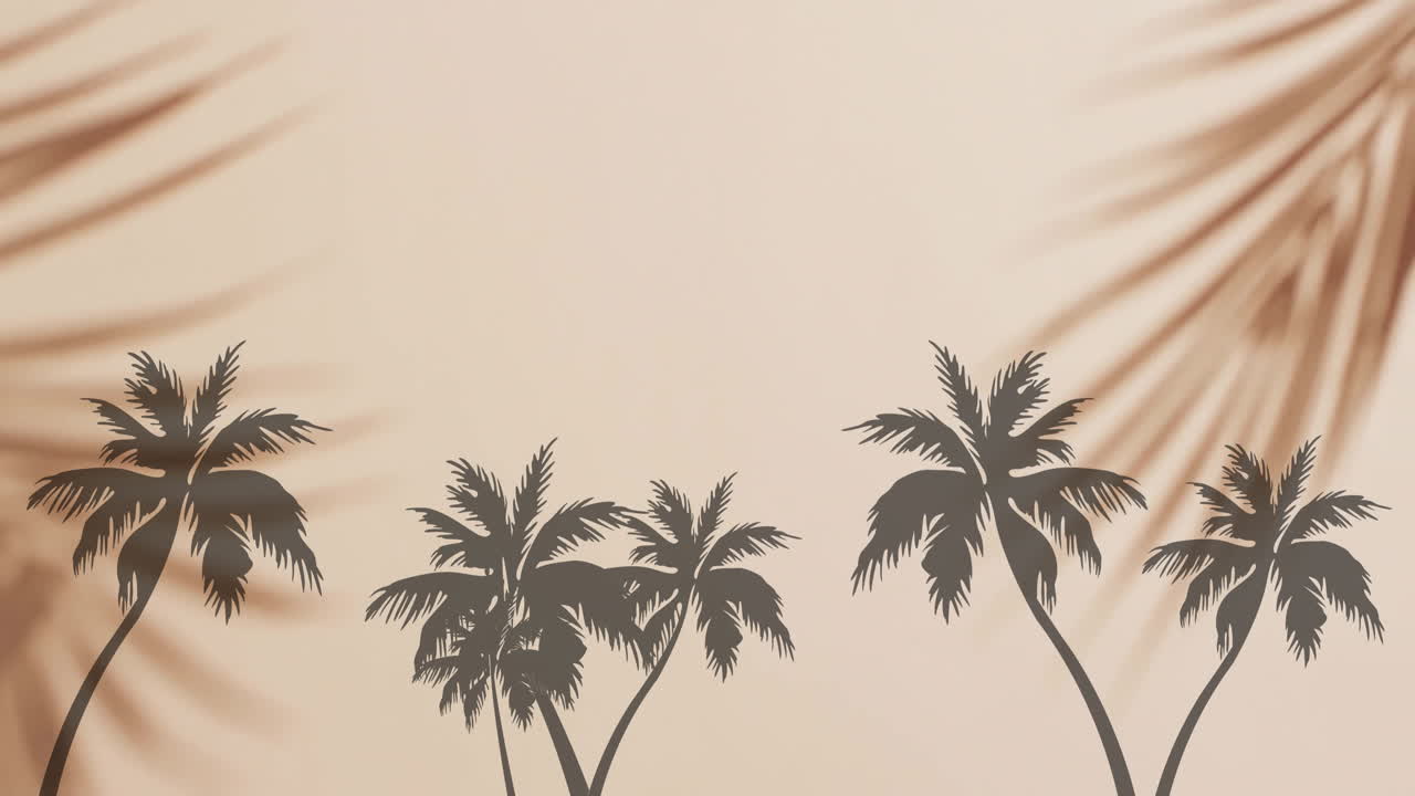 Animation of silhouettes of palm trees on beige background