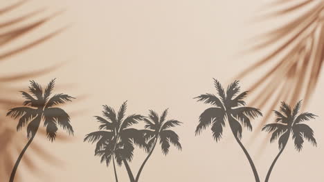 animation of silhouettes of palm trees on beige background