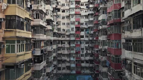 Aerial-of-an-old-apartment-complex-called-Yick-Fat-on-Quarry-Bay,-Hong-Kong,-China