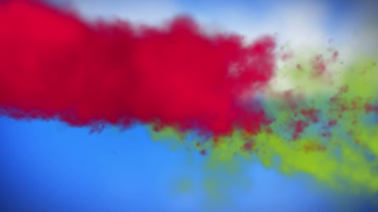 humo rojo y verde en el cielo