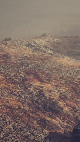 aerial view of a rocky volcanic landscape