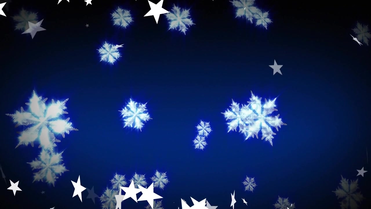 雪が降る夜空に星が瞬くアニメーション