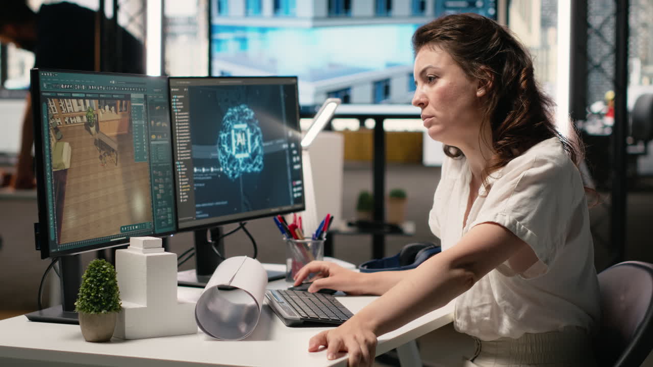 Vertical Video Real estate analyst uses artificial intelligence for blueprint design