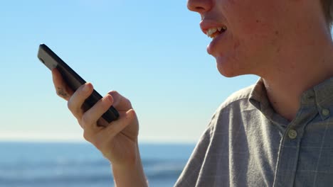 close-up of young man talking on mobile phone 4k