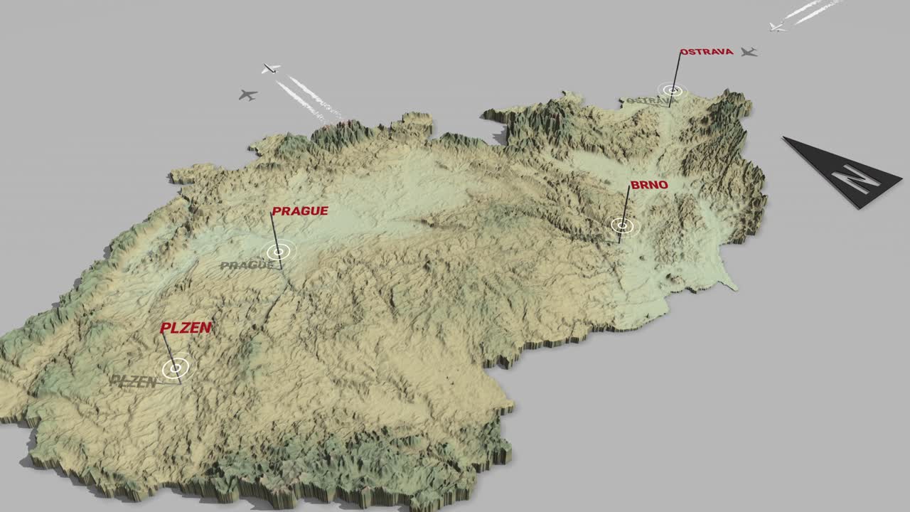 mapa del terreno en 3d de la república checa