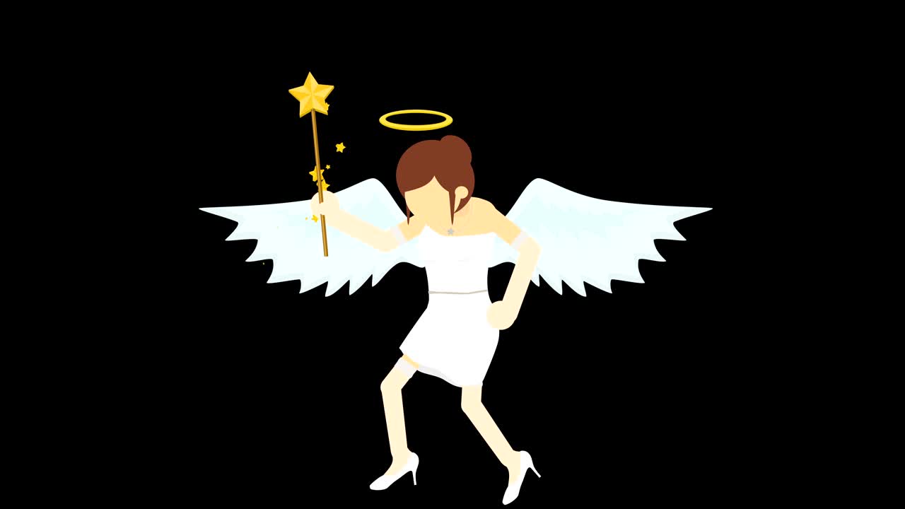 Cute angel illustration. Love & peace. Business character. Cosplay. Abstract loop animation.