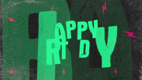 ¡saludos de cumpleaños inspiradores celebrados con relámpagos y letras verdes!