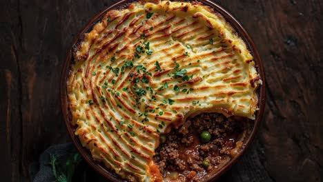 delicious shepherd's pie with golden mashed potato crust