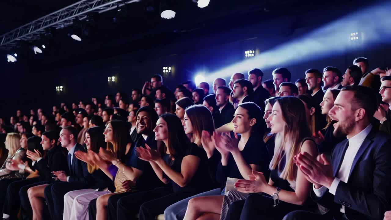 Público de desfile de moda aplaudiendo