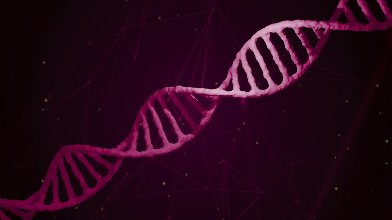 animación de macro de hilado de cadena de adn gris en 3d