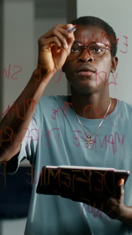 Man taking notes on a glass board