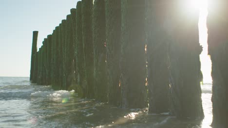 Dutch-Sea-Waves-Breakers,-low-POV