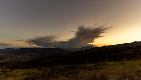 glowing sunset time lapse above the rocky mountains