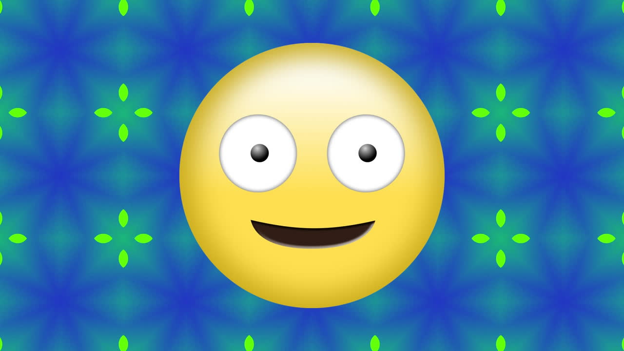 sacando la lengua emoji sobre las formas del caleidoscopio